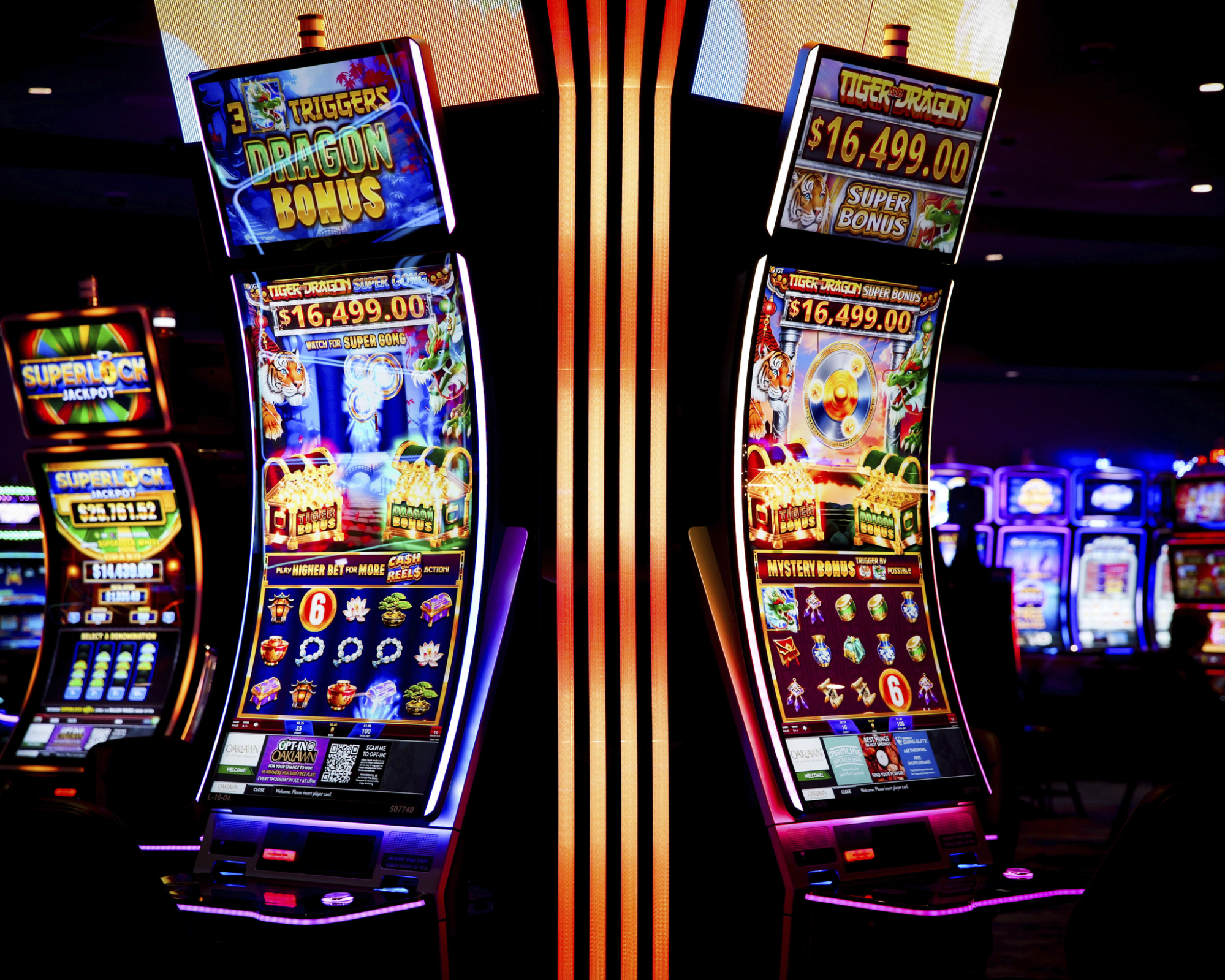 Featured slot machines at the Oaklawn Hot Springs casino